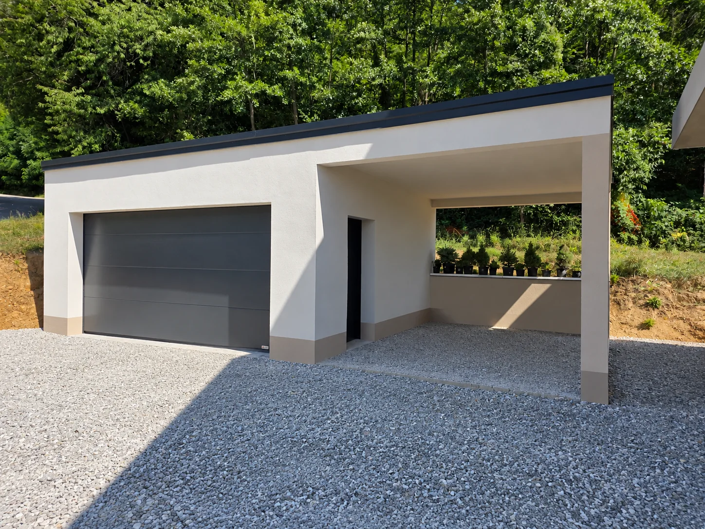 Completed garage facade