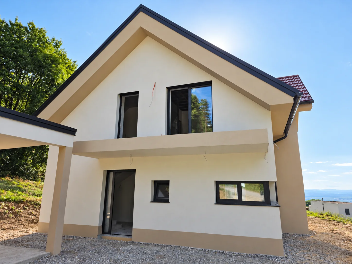 House and garage facade work, Slovenia