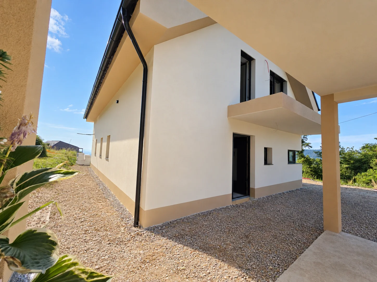 Completed side facade of the house