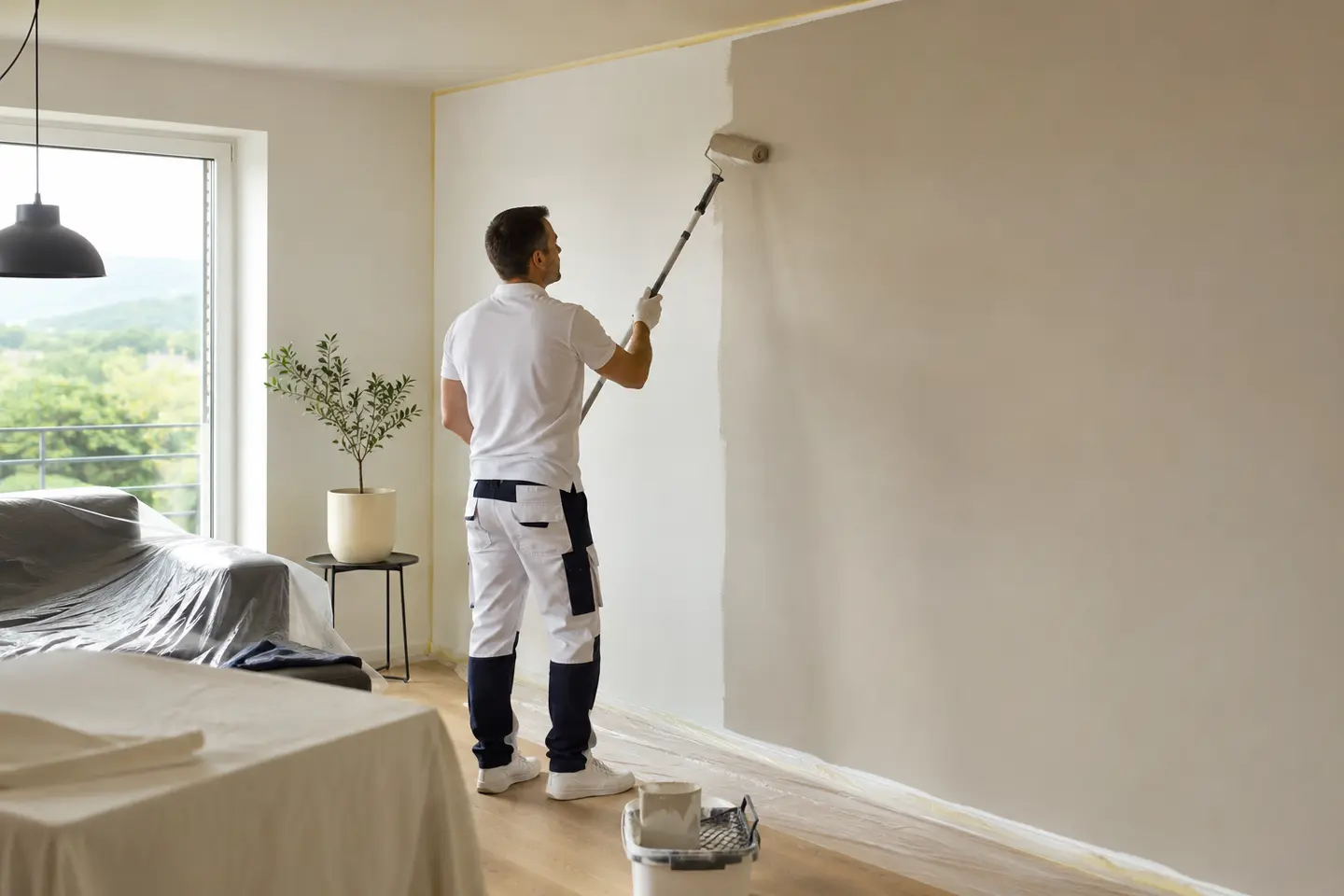 Professionell gestrichener moderner Wohnraum